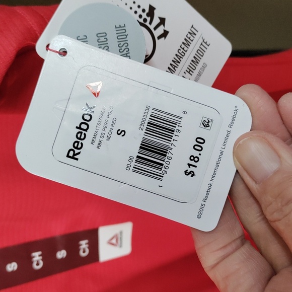 ❤️ Reebok Men SS Perf Polo Neon Red - Picture 5 of 5
